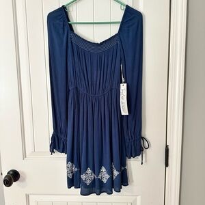 Taylor & Sage NWT long sleeve boho blue dress women’s size xsmall